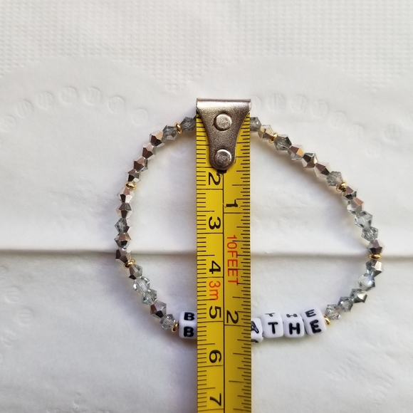 Little Words Project "BREATHE" Silver Beaded Bracelet with Pouch - Picture 6 of 6